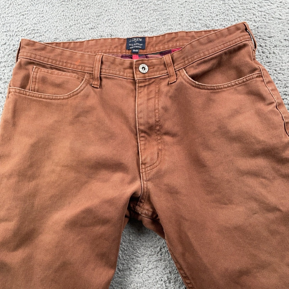 J Crew Pants Mens 33x30 Brown Sutton Flannel Lined Straight Leg 5 Pocket Chino